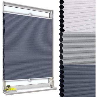 Woltu Woltu Estor Enrollable Plisado De Panal De Abeja Para Ventana Azul-blanco 50x120 Cm