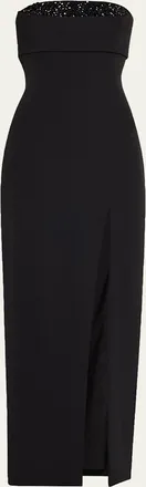 Aidan Mattox Strapless Crystal-Embellished Column Gown