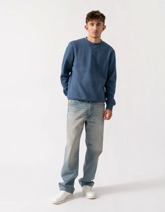 Tommy Hilfiger Mens Tommy Hilfiger Essential Flag Embroidery Mens Fleece Crew Sweatshirt - Aegean Sea - Navy - Size: 42