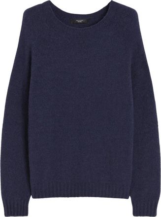 Max Mara Blauwe Gebreide Trui met Alpaca Mix - Dames - Ronde hals truien - Blauw - 2XL - Katoen - Truien & Vesten