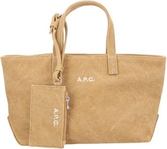 A.P.C. Rectangular Brown Cotton Tote Bag with Detachable Pouch