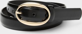 Simons Womens Oval-buckle shiny textured leather belt
