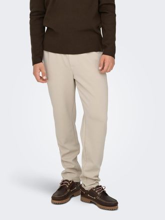 Only & Sons Jogginghose ONLY & SONS ONSNEWKODYL LIFE LINUS REG PANT NOOS, Herren, Gr. L, N-Gr, beige (silber lining), Sweatware, Obermaterial: 62% Polyester, 33% 