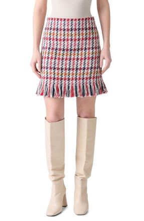 Akris Check Tweed Fringed Skirt in Multicolor at Nordstrom, Size 12