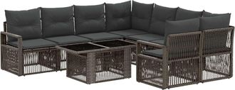 vidaXL Conjunto De Sof&aacute;s De Jard&iacute;n 9 Uds. Gris Y Gris Oscuro Vidaxl