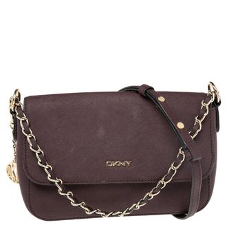 DKNY Dkny Burgundy Leather Bryant Park Flap Shoulder Bag