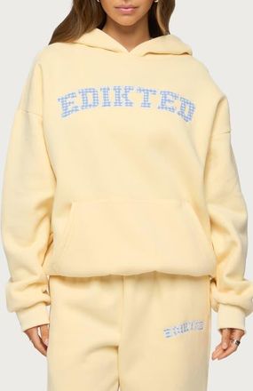 Edikted Lover Oversize Cotton Blend Hoodie in Yellow at Nordstrom, Size X-Large
