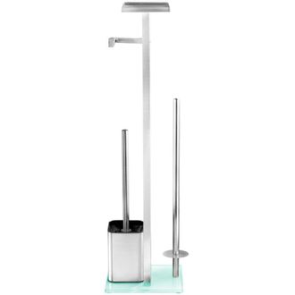 WENKO Portarrollos Escobillero Ba&ntilde;o Pie Inox Debar 23364
