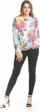 Papillon Lightweight Floral Oversized Sweatshirt In Blue
