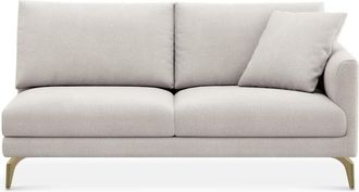 Castlery Lena Right Arm 2 Seater Sofa Customized, (Performance Fleece) Cream (Brass Legs), Spill Resistant, Removable Covers for Sofas by Castlery