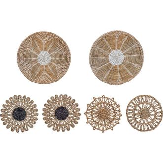 Beliani Decoraci&oacute;n De Pared De Algas Marinas Natural 6 Piezas Colgantes Hecho A Mano Estilo Africano Pintano