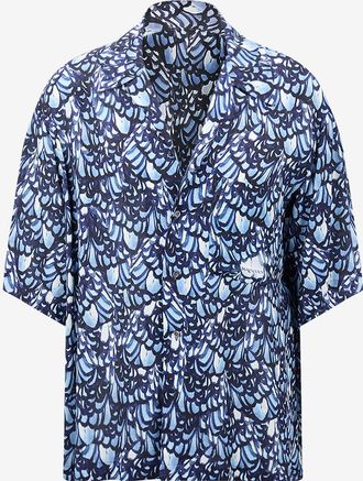 Alexander McQueen Weites Kurzarm-Hemd Feather Print