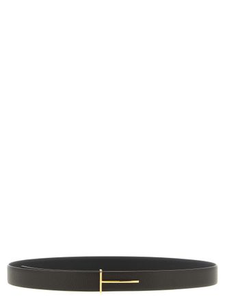 Tom Ford Dark Brown T Buckle Reversible Belt