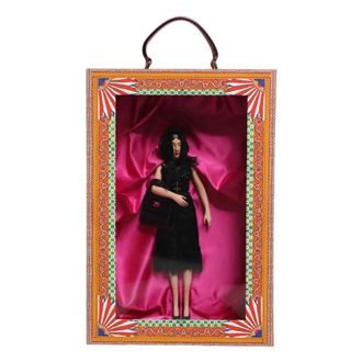 Dolce & Gabbana Home, Dames, Veelkleurig, ONE Size, Katoen, Zwarte Jurk Mode Leder Sicili&euml; Poppen