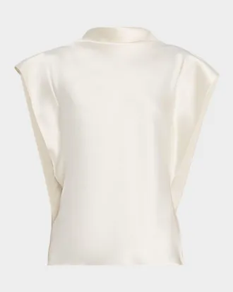 Tanya Taylor Adrien Draped Satin Top