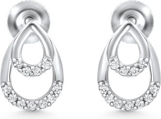Pompeii3 1/10ct Diamond Pear Shape Dangle Petite Earrings 14k White Gold