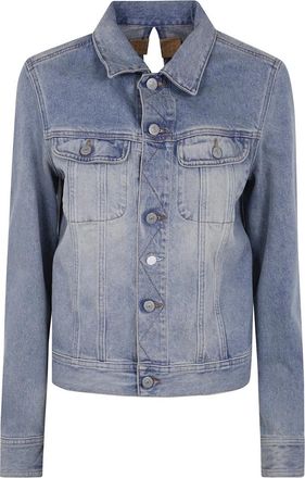 Maison Margiela Sportief Zip-Up Jasje voor een Actieve Levensstijl - Dames - Spijkerjassen - Blauw - 2XS - Katoen - Jassen