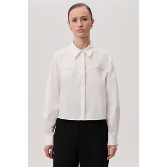 Exquise Malayah Collar Long Sleeve Shirt in White at Nordstrom, Size X-Small