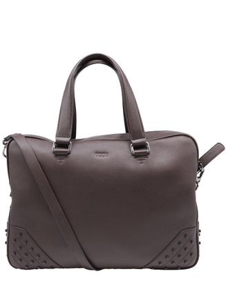 Tod's TodS Ochre Leather Studded Briefcase (Authentic Pre-Loved)
