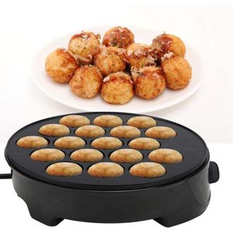 OEM M&aacute;quina El&eacute;ctrica De Hierro Fundido Para Hacer Takoyaki, Con 18 Cavidades, Mango Para Poffertjes Y Revestimiento Antiadherente, Ideal Para Preparar Ta