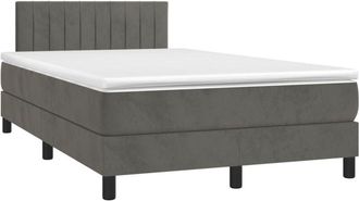 vidaXL Vidaxl - Cama Box Spring Colch&oacute;n Y Led Terciopelo Gris Oscuro 120x200 Cm