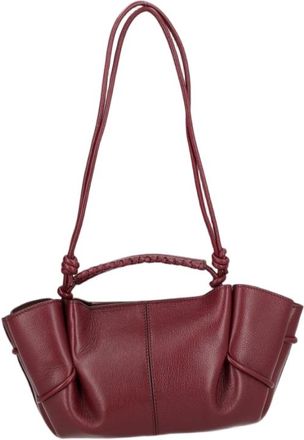 Hereu Bordeaux Lambskin Braided Handle Shoulder Bag