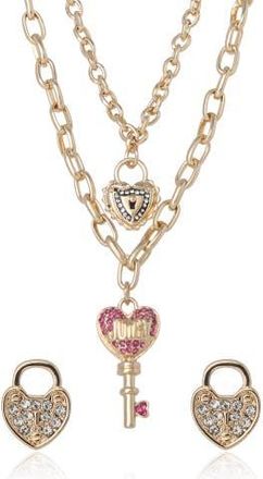 Juicy Couture Key Charm Layered Necklace and Lock Earring Set in Gold Tone at Nordstrom