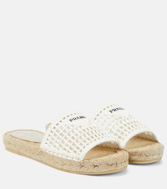 Prada Sandali espadrillas in crochet con logo