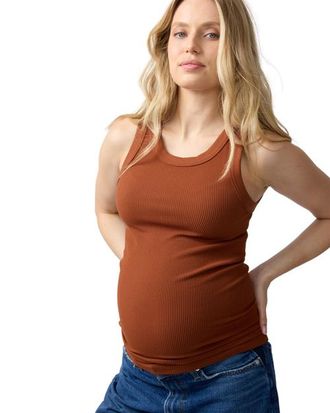 Ingrid & Isabel Seamless Maternity Rib Tank in Rust at Nordstrom, Size X-Small