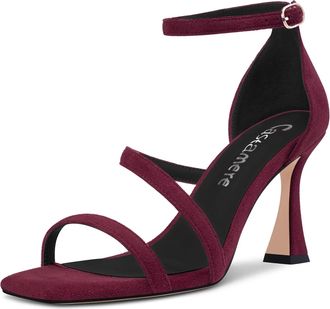 Castamere Women Mid Heel Open Toe Sandals Ankle Strap Gladiator Wedding Dress 8.5 CM Heels Burgundy Wine Red 6 UK