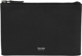 Tom Ford Grain Leather Wallet on Strap - Heren - Toilettassen - Zwart - ONE Size - Leer - Tassen