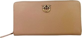 Pinko Zip Around Vitello Seta - Dames - Portefeuilles - Beige - ONE Size - Katoen - Accessoires