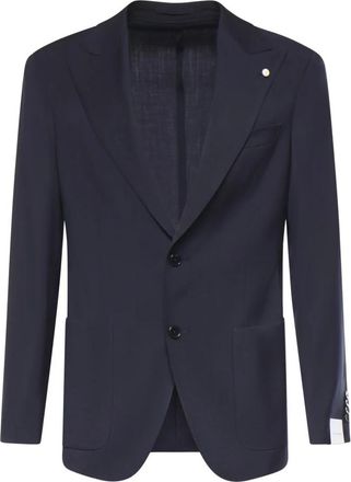 Lubiam Enkelrijig Blazer - Heren - Blazers - Blauw - L - Wol - Jassen