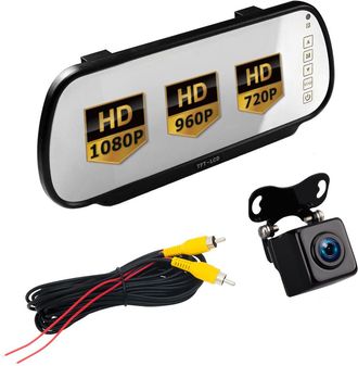 OEM Monitor Lcd Ahd De 7 Pulgadas Full Hd Con Espejo Completo + C&aacute;mara Ahd 1080p Con Visi&oacute;n Nocturna Y Carcasa Met&aacute;lica
