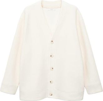 Mango Cotton & Wool Blend Cardigan in Ivory White at Nordstrom, Size Medium