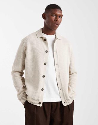 Only & Sons Cardigan color pietra vestibilità classica-Bianco