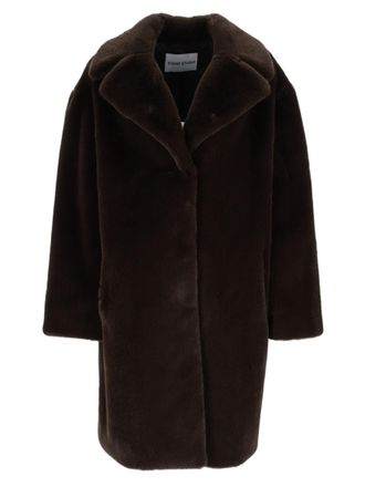 Stand Studio Brown Plush Wide-Collar Coat