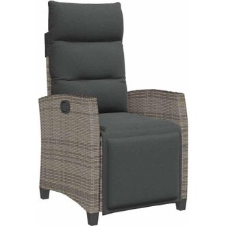 vidaXL Vidaxl - Silla De Jard&iacute;n Reclinable Con Mesa Auxiliar Rat&aacute;n Gris