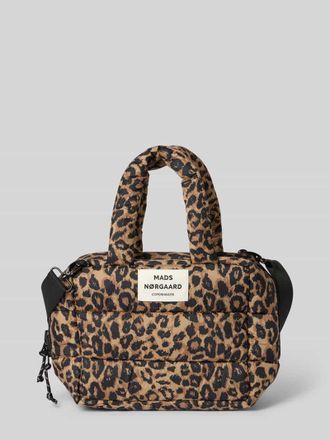 Mads Norgaard Handtasche mit Allover-Animal-Print Modell Boxy in Mittelbraun, Gr&ouml;&szlig;e 1