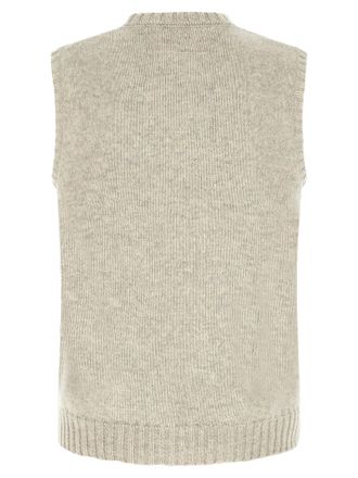 Maison Margiela Logo-Embroidered Wool Blend Vest - Beige