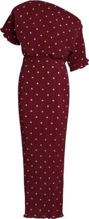 Never Fully Dressed Tilly one-shoulder polka-dot maxi dress - Red