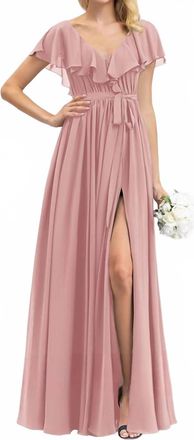 JJ's House A-Line Vneck Bridesmaid Dress In Blush