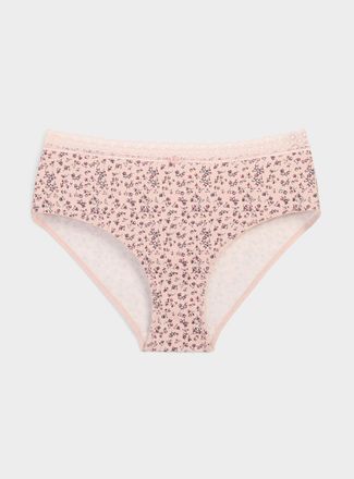 Miiyu Womens Satiny detail lace waistband Hipster Panties Organic cotton