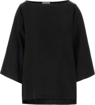 The Row Black Boat Neck T-Shirt