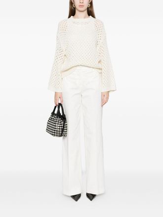 Fabiana Filippi Open-Knit Wool Blend Sweater - Cream