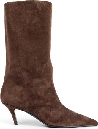 Amina Muaddi Fiona Boot - Dames - Laarzen met Hak - Bruin - 36 1/2 EU - Leer - Schoenen