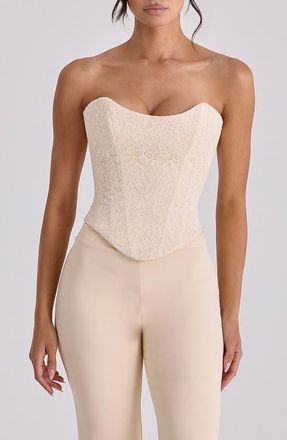 House of CB Larra Strapless Lace Corset in Vintage Ivory at Nordstrom, Size X-Small