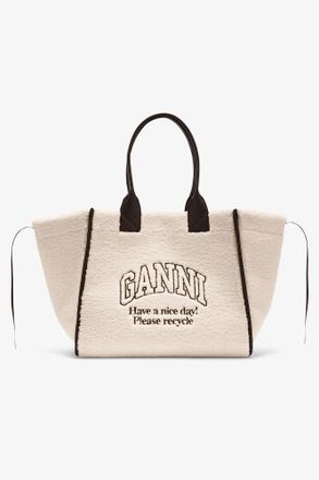 Ganni White Shearling XXL Tote