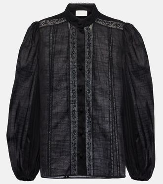 Zimmermann Camicia Halliday in cotone con pizzo