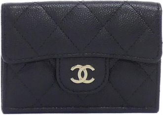Chanel Black Grained Calfskin Wallet (Bi-Fold) (Pre-Owned)